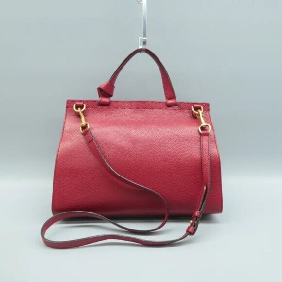 100% Authentic GUCCI GG Marmont Red Leather Satchel - Picture 2 of 12